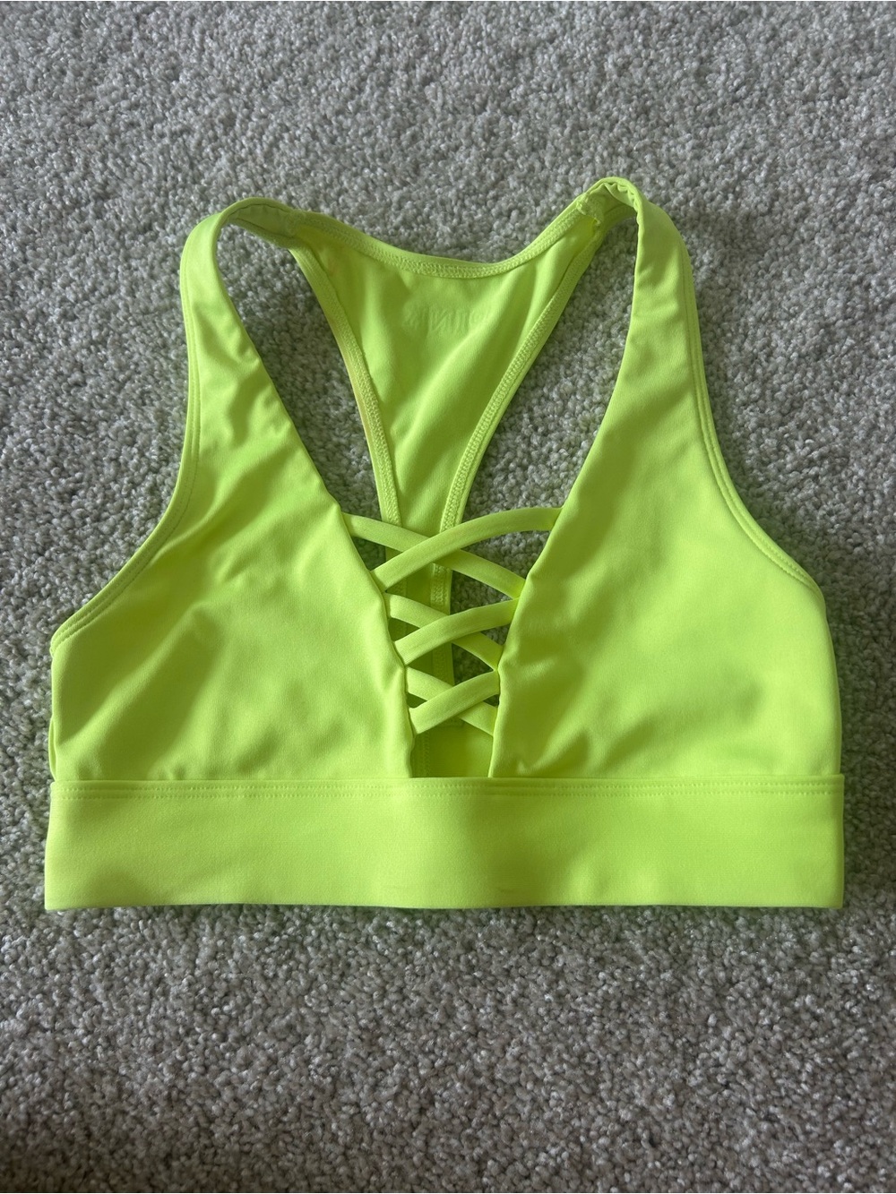 PINK Victoria's Secret Neon Lime Lace-Up Racerback Sports Bra